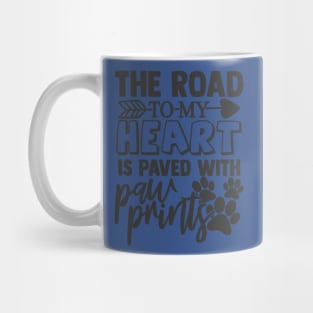 The Road to My Heart is Paw Prints Dog Lover Mug